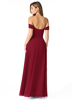 Azazie Kaitlynn Bridesmaid Dresses Burgundy Empire Ruched Chiffon Convertible Dress image3