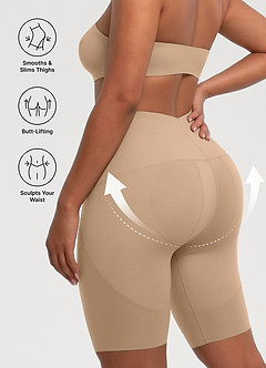front Powerful Butt Lifting Double C Cross High Waist Shaping Shorts (1.18 inch Effective Butt Lift)