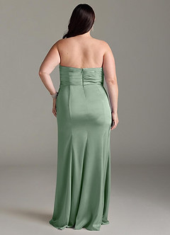 Azazie Yola Bridesmaid Dresses Matcha Sheath V-Neck Pleated Stretch Satin Convertible Dress image10