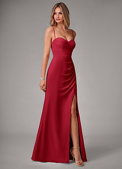 Azazie Haisley Bridesmaid Dresses Scarlet Sheath Off the Shoulder Chiffon Convertible Dress image6