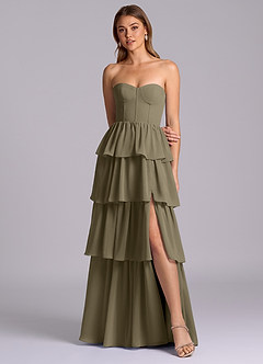 Azazie Faye Bridesmaid Dresses Willow Green A-Line Sweetheart Neckline Chiffon Dress image4