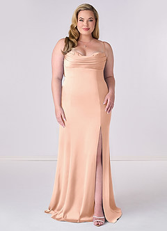 Barbie ♥ Azazie Bridesmaid Dresses English Rose Mermaid Corset Stretch Satin Dress image6