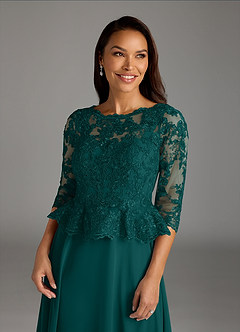 Azazie Averie Kleider für die Brautmutter A-Linie Bootshals Pailletten Chiffon Kleid Pfau image2