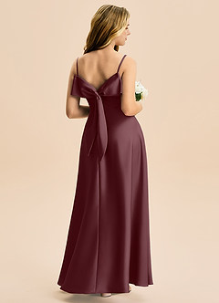 Azazie Isolde Junior Jurk van Stretch Satijn met A-Lijn Geplooid Sangria image1