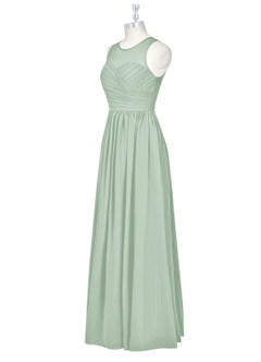 Azazie Nina Brautjungfernkleider A-Linie Plissee Chiffon Kleid Agave image8
