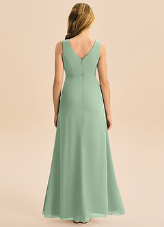 Azazie Floris Junior Robe Trapèze en Mousseline de soie Plissée Matcha image3