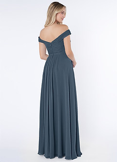 Azazie Audrianna Bridesmaid Dresses Neptune A-Line Off-The-Shoulder Gathered Chiffon Convertible Dress image8