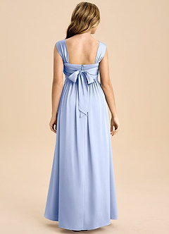 Azazie Hattie Junior Ice A-Line Pleated Stretch Satin Dress image2