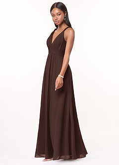 Azazie Maren Abiti da Damigella Abito A-Line in Chiffon Plissettato Ganache image3