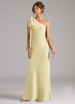 Azazie Capri Brautjungfernkleider Meerjungfrau-Linie One-Shoulder Stretch-Satin Kleid Zitronensorbet image4