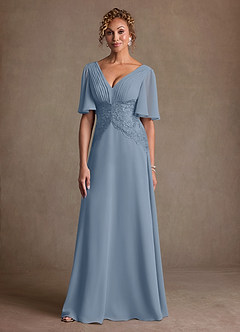 Azazie Milliat Suknie dla Matki Panny Młodej Linia A Koronka Szyfon Długość podłogi Sukienka image4