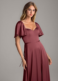 Azazie Chloe Jurken voor bruidsmeisjes Jurk van Stretch Satijn met A-Lijn Sweetheart Halslijn Merlot image6