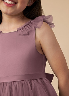 Azazie Dolly Final Sale Dusty Rose A-Line Bow Tulle Dress image3