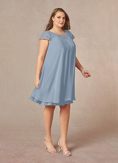 Azazie Tess vestidos de madre de la novia Vestido de Azul Polvoriento de Gasa de Imperio con Lentejuela image10