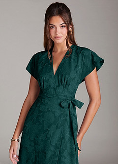 Azazie Ling Bridesmaid Dresses Pine A-Line Pleated Floral Burnout Dress image2