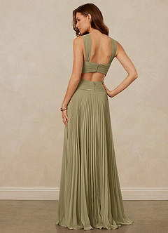 Christian Siriano Bridal for Azazie 1009 Bridesmaid Dresses Moss Green A-Line Pleated Chiffon Dress image4