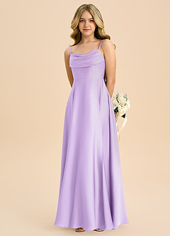 Azazie Bear Junior Lilac A-Line Sweetheart Neckline Stretch Satin Dress image6