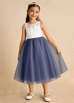 Azazie Lina Flower Girl Dresses Ivory Stormy Ball-Gown Lace Dress image2