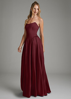 Azazie Arden Bridesmaid Dresses Cabernet A-Line Corset Stretch Satin Dress image5