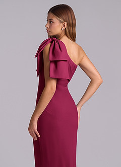 Azazie Yuanna Bridesmaid Dresses Burgundy Mermaid One Shoulder Chiffon Dress image8