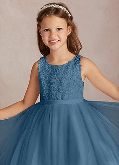 Azazie Calla Flower Girl Dresses Bermuda Ball-Gown Lace Tulle Dress image1