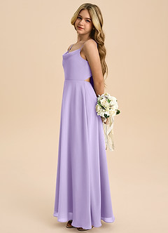 Azazie Shale Junior Lilac A-Line Bow Chiffon Dress image2