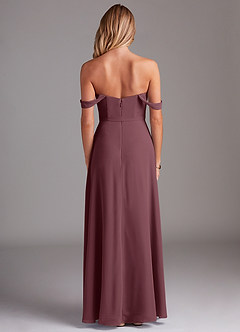 Azazie Aaron Bridesmaid Dresses Sangria A-Line Off the Shoulder Chiffon Convertible Dress image3