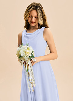 Azazie Mannie Junior Linia A Pofałdowany Szyfon Asymetryczny Młodsza druhna Sukienka image7