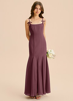 Azazie Evey Junior Abito Sirena in Chiffon Plissettato Sangria image4