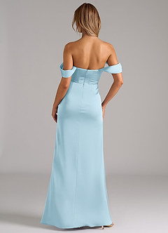 Azazie Johana Bridesmaid Dresses Sky Blue Mermaid Off the Shoulder Stretch Satin Convertible Dress image4