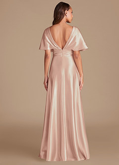 Azazie Pamela Robes de demoiselle d'honneur Robe Trapèze en Satiné métallisé Plissée Rose Perle image2