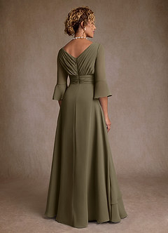Azazie Eire Kleider für die Brautmutter A-Linie Plissee Chiffon Kleid Weidengrün image2