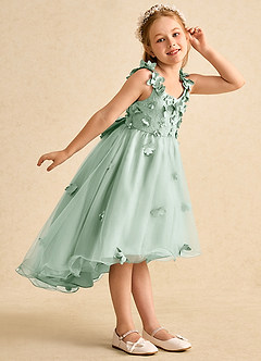 Azazie Tweety Flower Girl Dresses Agave A-Line Lace Tulle Dress image5