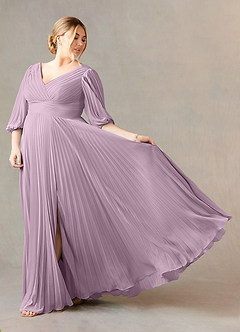 Azazie Zahara Kleider für die Brautmutter A-Linie V-Hals Gefaltet Chiffon Kleid Blauregen image9