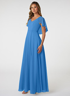 Azazie Jamie Bridesmaid Dresses Blue Jay A-Line Chiffon Dress image3