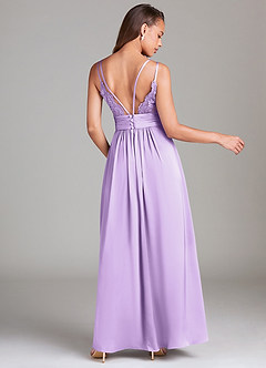 Azazie Maren Allure Bridesmaid Dresses Lilac A-Line Lace Stretch Satin Dress image5