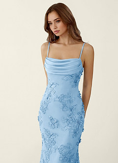 Bellatrix Sky Blue 3D Flowers Corset Mermaid Lace Up Back Prom Dress image5