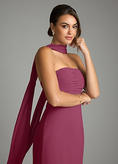 Azazie Saylor Bridesmaid Dresses Mulberry Mermaid Strapless Chiffon Dress image2