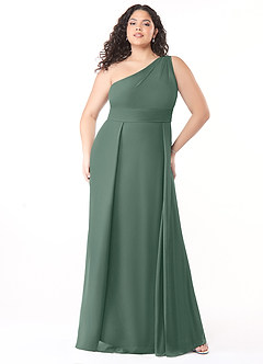 Azazie Dallas Bridesmaid Dresses Sea Moss A-Line One Shoulder Chiffon Dress image6