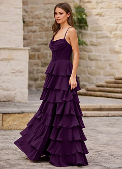 Rhythm Grape Ruffled A-line Prom Dress image3