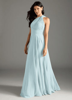Azazie Charlize Bridesmaid Dresses Mist A-Line One Shoulder Chiffon Dress image4