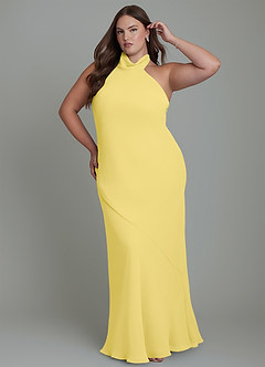 Azazie Velli Bridesmaid Dresses Canary Mermaid High Neck Chiffon Dress image10