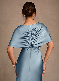 Azazie Dosia Mother of the Bride Dresses Dusty Blue Sheath Pleated Stretch Satin Dress image5