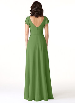 Azazie Omari Robes de demoiselle d'honneur Robe Trapèze en Mousseline de soie Basilic image2