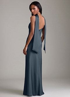 Azazie Cassiana Bridesmaid Dresses Twilight Mermaid Pleated Stretch Satin Dress image2