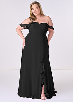 Barbie ♥ Azazie Bridesmaid Dresses Black A-Line Off the Shoulder Chiffon Convertible Dress image6
