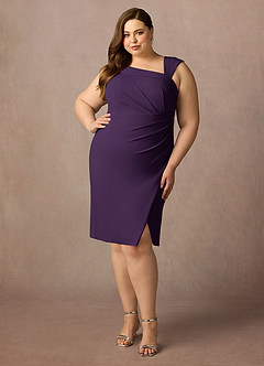 Azazie Cecily Mother of the Bride Dresses Plum Sheath Stretch Crepe Dress image1