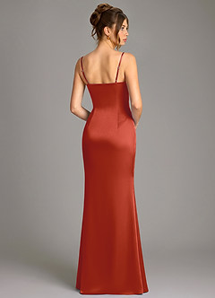 Azazie Reverie Bridesmaid Dresses Rust Mermaid Corset Stretch Satin Dress image4
