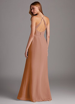 Azazie Manila Bridesmaid Dresses Champagne Rose Sheath V-Neck Chiffon Dress image2
