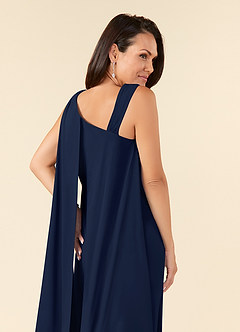 Azazie Franchesca Mother of the Bride Dresses Dark Navy Mermaid Pleated Stretch Chiffon Dress image7